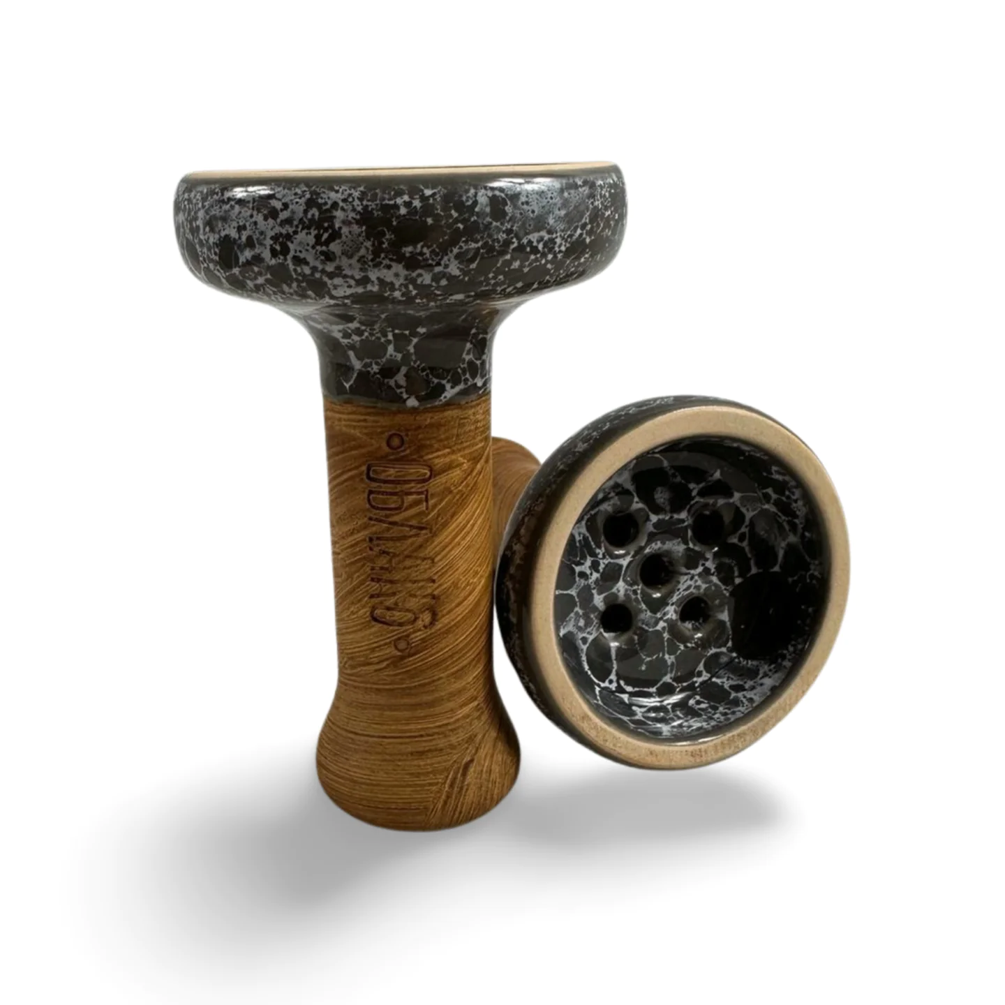 Oblako Black (5 holes) Grey White Marble Hookah Bowl